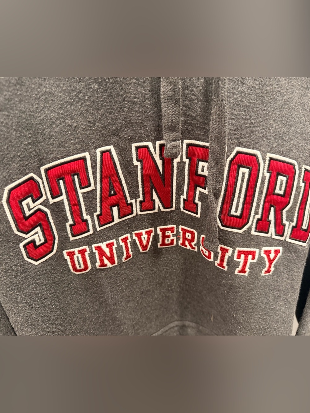 Stanford University J America Embroidered Gray Hoodie Sweatshirt XL - Picture 2 of 8
